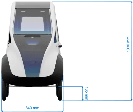 Quadvelo dimensions top view